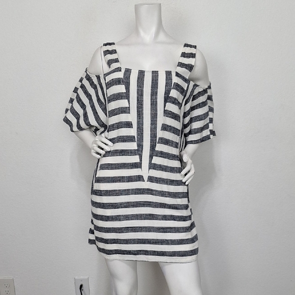 Soft Surroundings Black and White Dolman Sleeve Linen Blend Sundress Size L - Picture 2 of 15